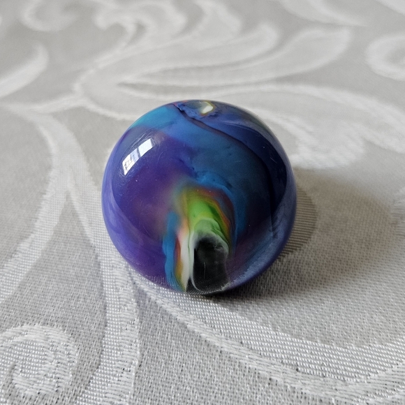 Vintage Blue Marble Lucite Dome Ring Size 8 - Picture 5 of 11